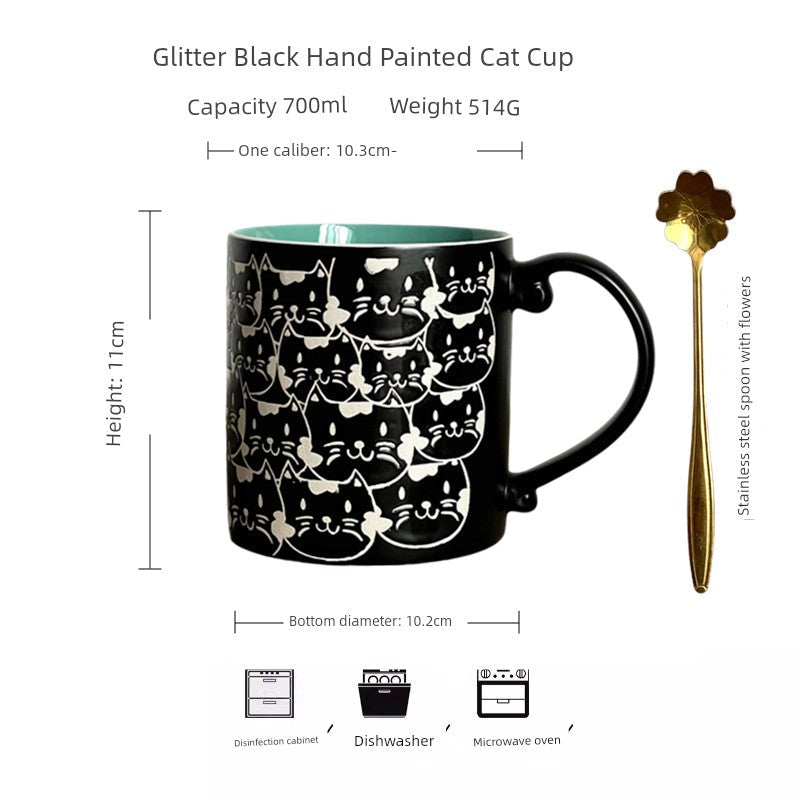 Vintage Floral Hand-Painted Ceramic Water Cup with Spoon Julia M Home & Kitchen