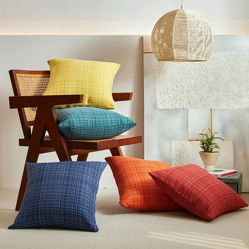 Cotton Linen Pillow Cover Orange Woven Waterproof Cushion Cover For Sofa Home Decoration Living Room Fundas De Cojines Nordic Julia M LifeStyles