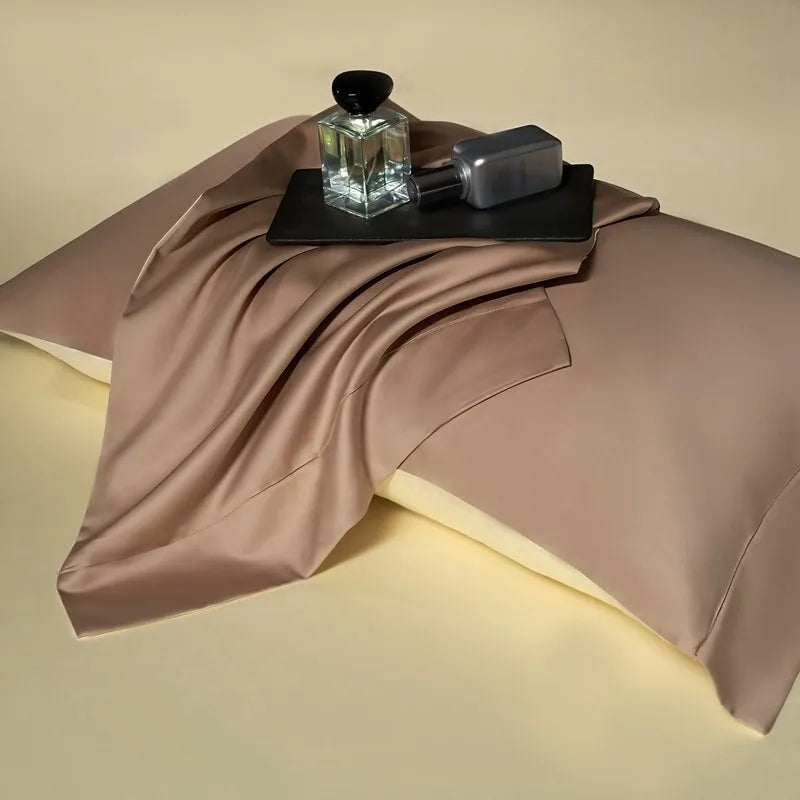 Luxury 100% Egyptian Cotton Reversible Duvet Cover Set in Silver & Purple - Julia M LifeStyles