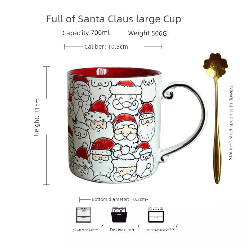 Vintage Floral Hand-Painted Ceramic Water Cup with Spoon Julia M Home & Kitchen