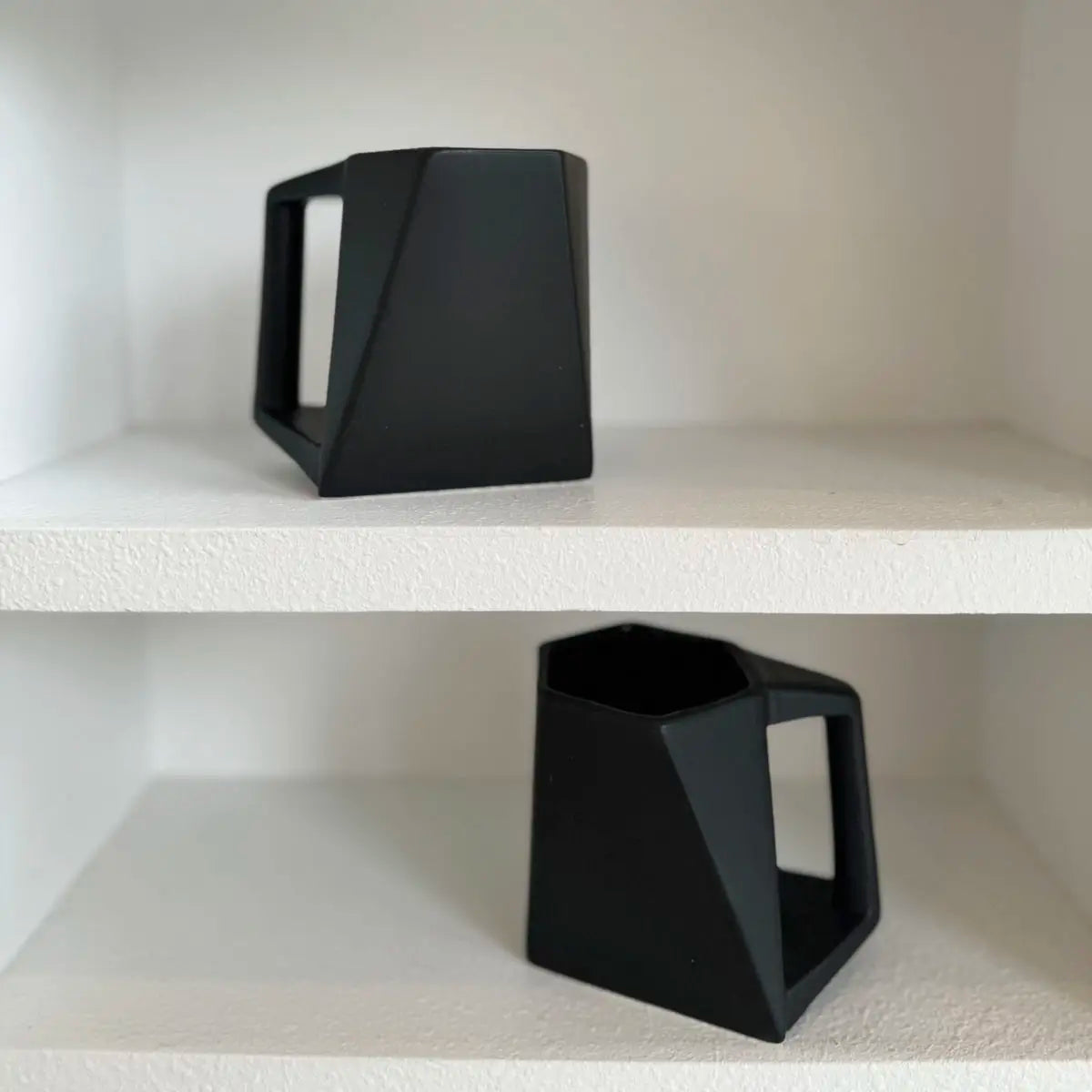 Modern Hexagonal Geometric Ceramic Coffee Mug - Matte Black Porcelain - Julia M LifeStyles