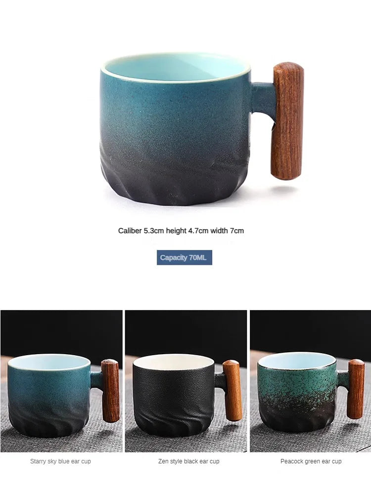 Creative Handmade Exquisite Coffee Cup Vintage Coffee Cup With Wooden Handle Mug Cups Mugs Drinkware Kitchen Dining Bar Home - Julia M LifeStyles