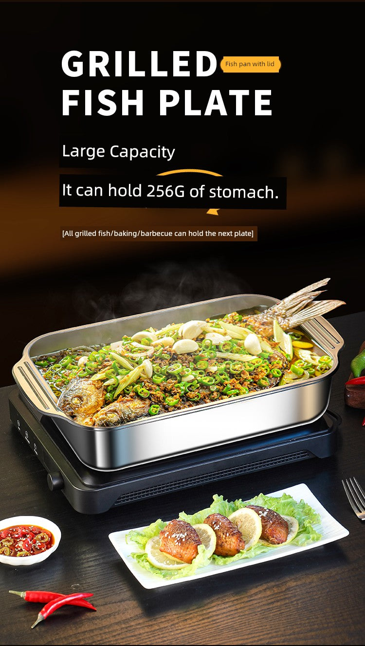 Grilled Fish Dish Extra Thick Oven Binaural Rectangular Stainless Steel Julia M LifeStyles