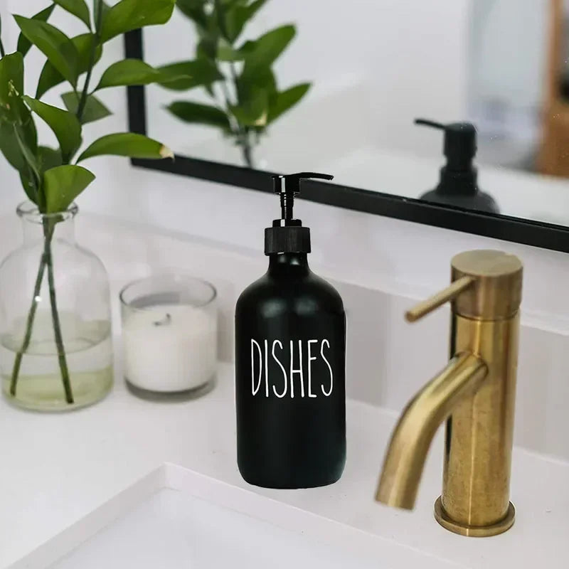 Elegant 500ml Black Dish Soap Dispenser Set with Refillable Pump for Farmhouse Chic Décor Julia M LifeStyles