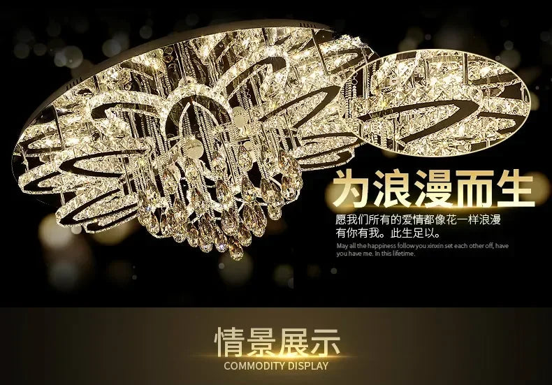 LED Modern Crystal Stainless Steel Round Dimmable RGB Chandelier