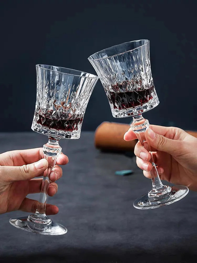 Crystal Elegance Red Wine Glass Set with Silk Iceberg Decanter Julia M Home & Kitchen