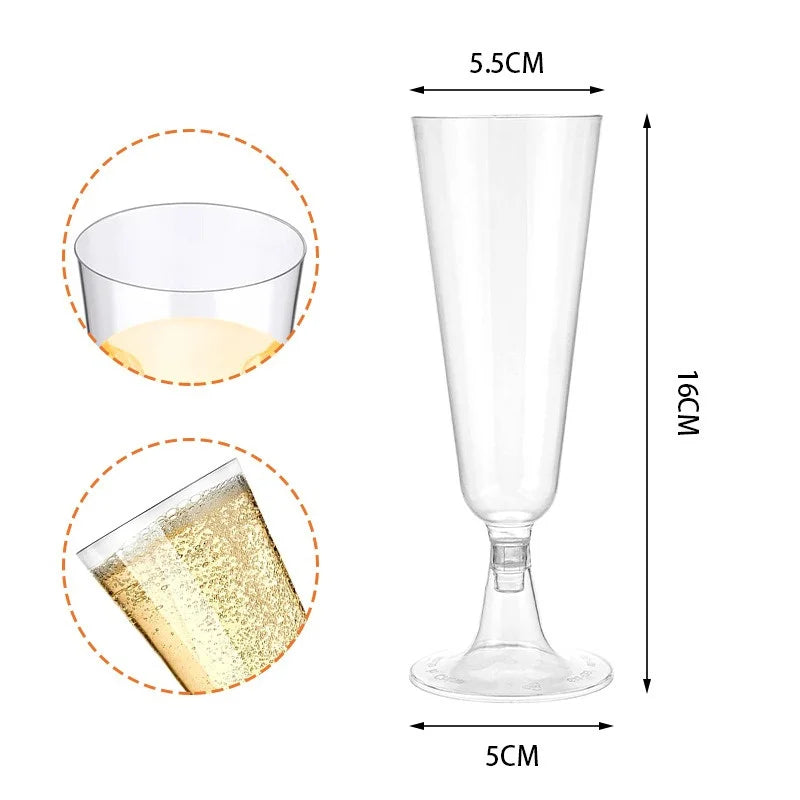 15/25/50pcs 150ml Disposable Champagne Glasses Cocktail Glasses Plastic Tall Glasses Martini Glasses for Weddings Party Julia M LifeStyles