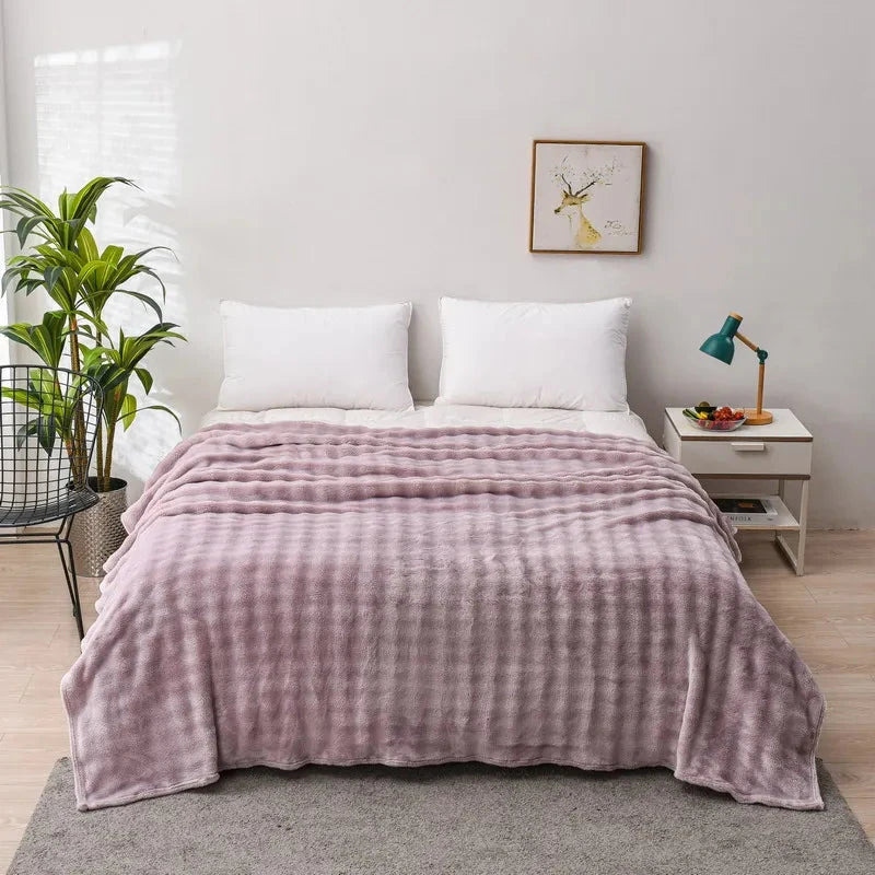 Cozy Coral Fleece Rabbit Fur Blanket for Sofa & Bedroom Julia M LifeStyles