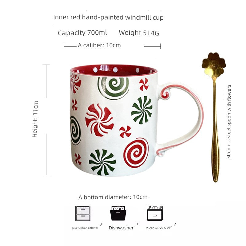 Vintage Floral Hand-Painted Ceramic Water Cup with Spoon Julia M Home & Kitchen