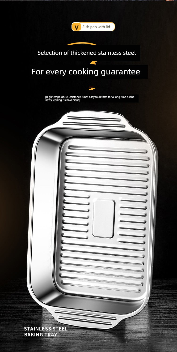 Grilled Fish Dish Extra Thick Oven Binaural Rectangular Stainless Steel Julia M LifeStyles