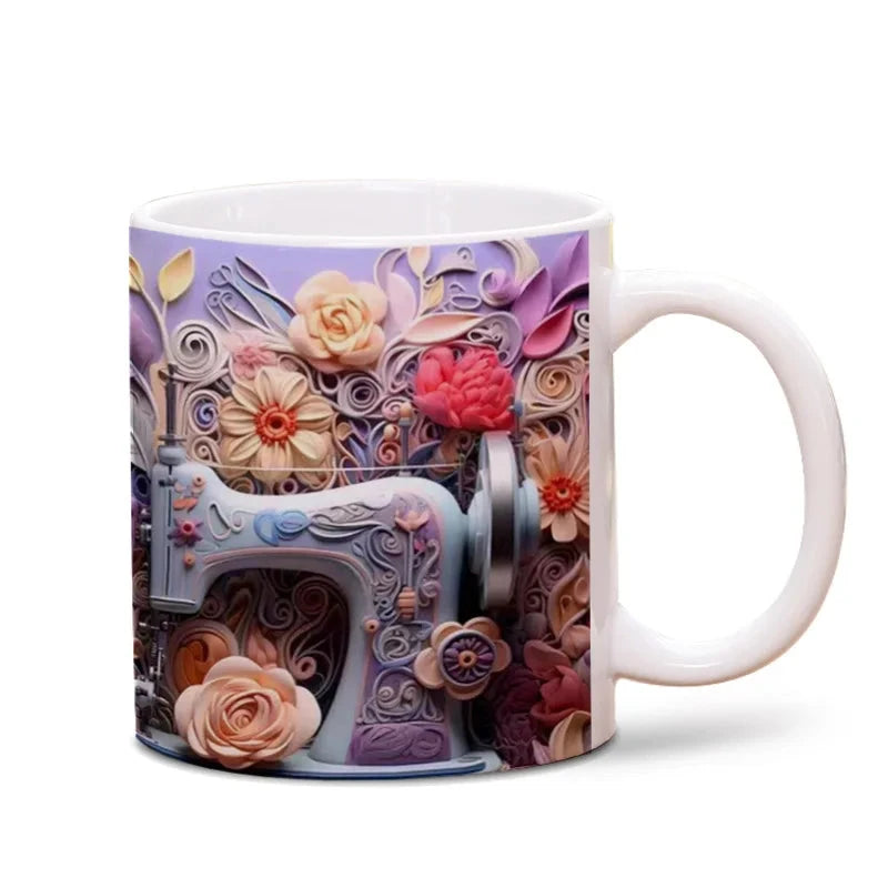 Sewing Machine Design Ceramic Mug - Unique Gift for Sewing Enthusiasts Julia M LifeStyles