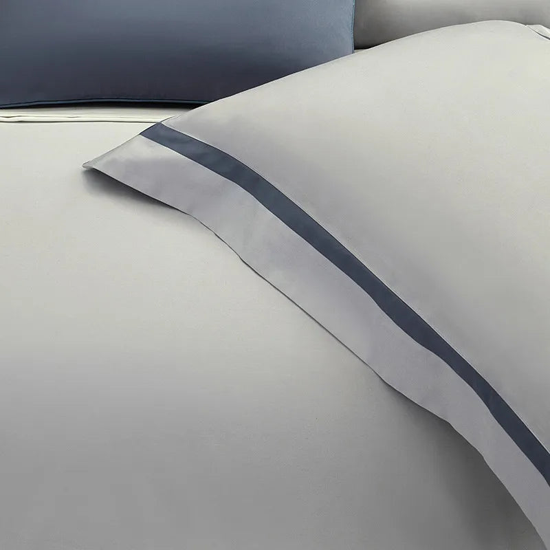 Luxury Long Staple Cotton Bedding 4/7Pcs, Sateen Weave Natural Super King Soft Chic Patchwork Duvet cover Bed Sheet Pillowcases