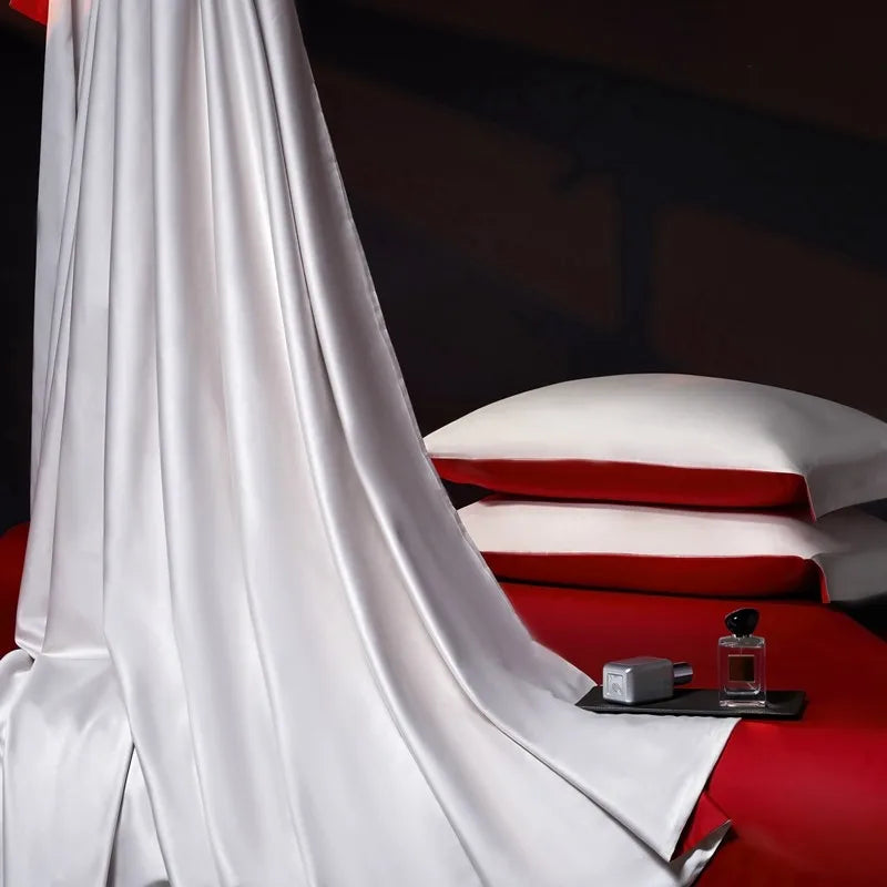 Luxury 100% Egyptian Cotton Reversible Duvet Cover Set - Silver & Purple Julia M LifeStyles