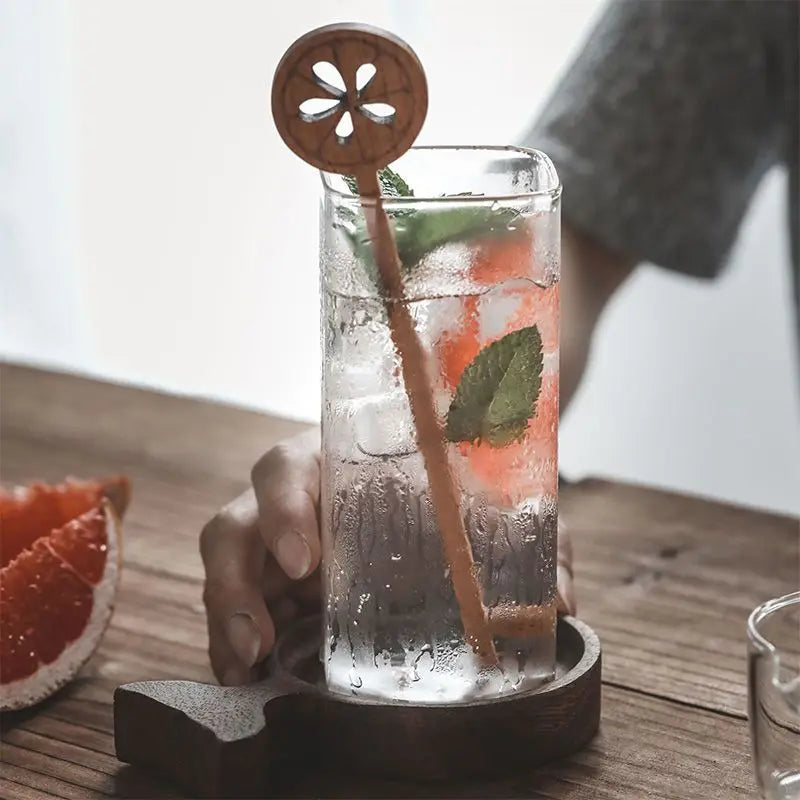 1PCS Creative Square Glass Transparent Cold Drink Large Capacity Iced Coffee Milk Tea Drinking Cup Red Wine Glass Coffee Cup Julia M Home & Kitchen