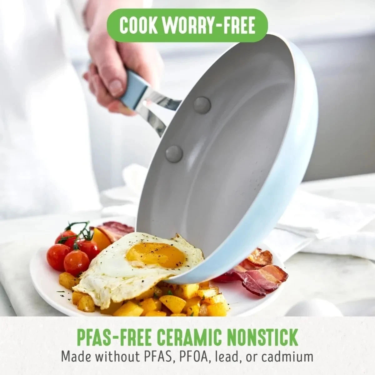 Blue Haze 10-Piece PFAS-Free Nonstick Ceramic Cookware Set Julia M LifeStyles