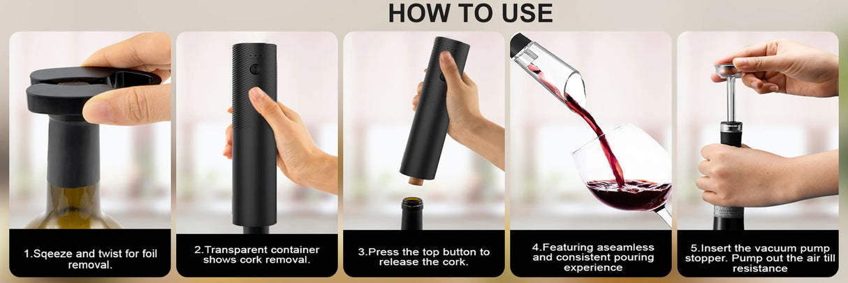 Rechargeable Electric Wine Bottle Opener Set - Julia M LifeStyles