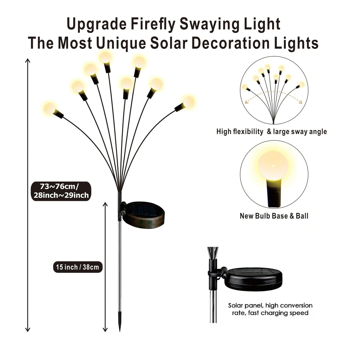 8 LED Solar Firefly Garden Lights - 4 Pack for Festive Outdoor Decor - Julia M LifeStyles