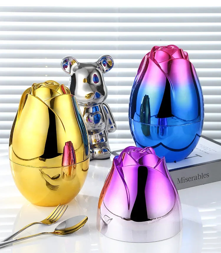 Rose Egg Stainless Steel Fork and Spoon Set with Storage Box Julia M LifeStyles