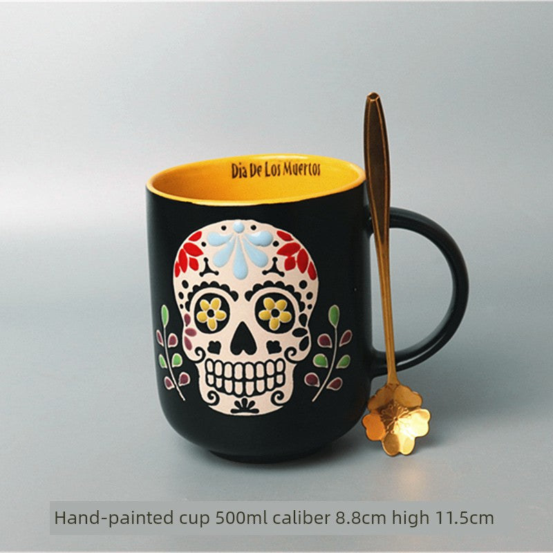 Vintage Floral Hand-Painted Ceramic Water Cup with Spoon Julia M Home & Kitchen