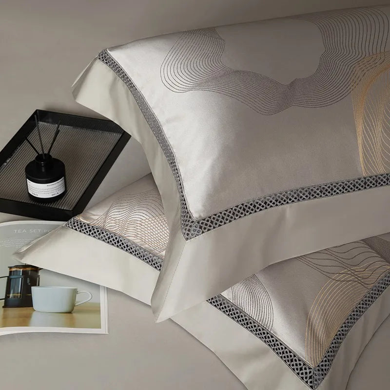 Silk - Like Satin 4 - Piece Duvet Cover Set with Double Stitching & Pillowcases - Julia M LifeStyles