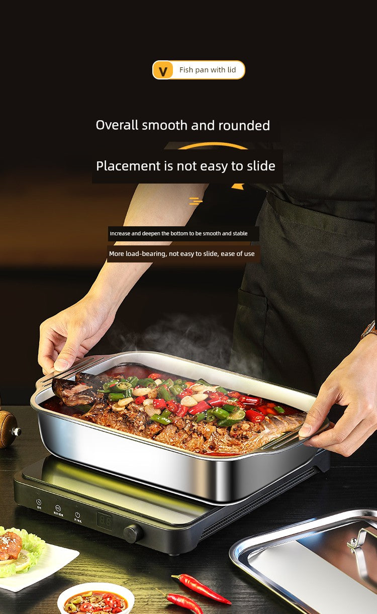 Grilled Fish Dish Extra Thick Oven Binaural Rectangular Stainless Steel Julia M LifeStyles