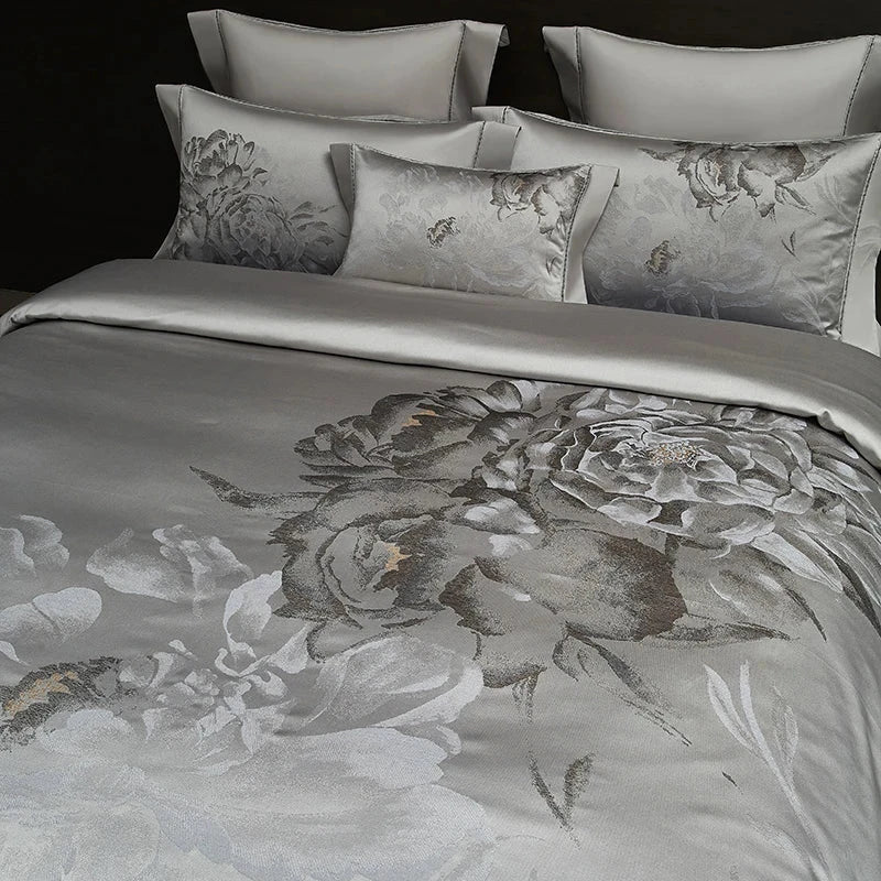 Luxury 4/7Pcs Silky Egyptian Cotton Damask Satin Super King Bedding Set Julia M LifeStyles