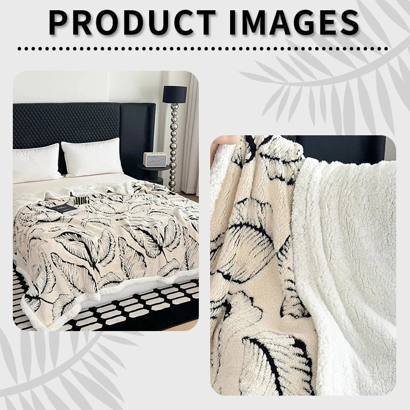 Cozy Leaves Printed Super Thick Lamb Fleece Blanket Julia M LifeStyles