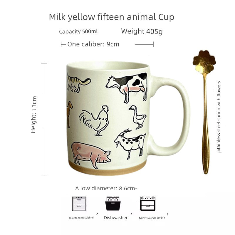 Vintage Floral Hand-Painted Ceramic Water Cup with Spoon Julia M Home & Kitchen