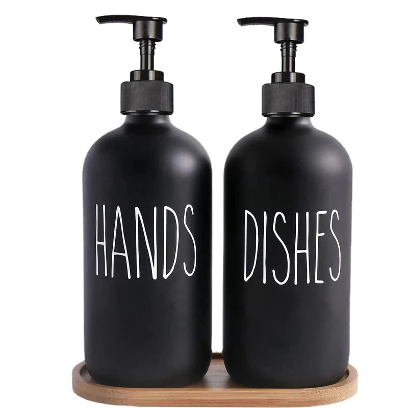 Elegant 500ml Black Dish Soap Dispenser Set with Refillable Pump for Farmhouse Chic Décor Julia M LifeStyles