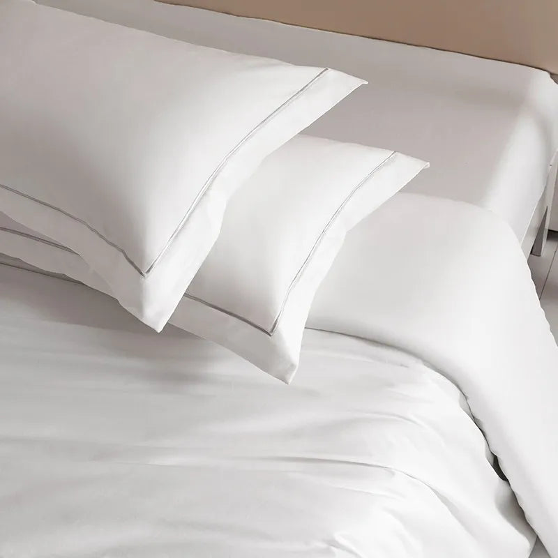 Luxury 1000TC Egyptian Cotton Duvet Cover Set with Silver Embroidery - Julia M LifeStyles