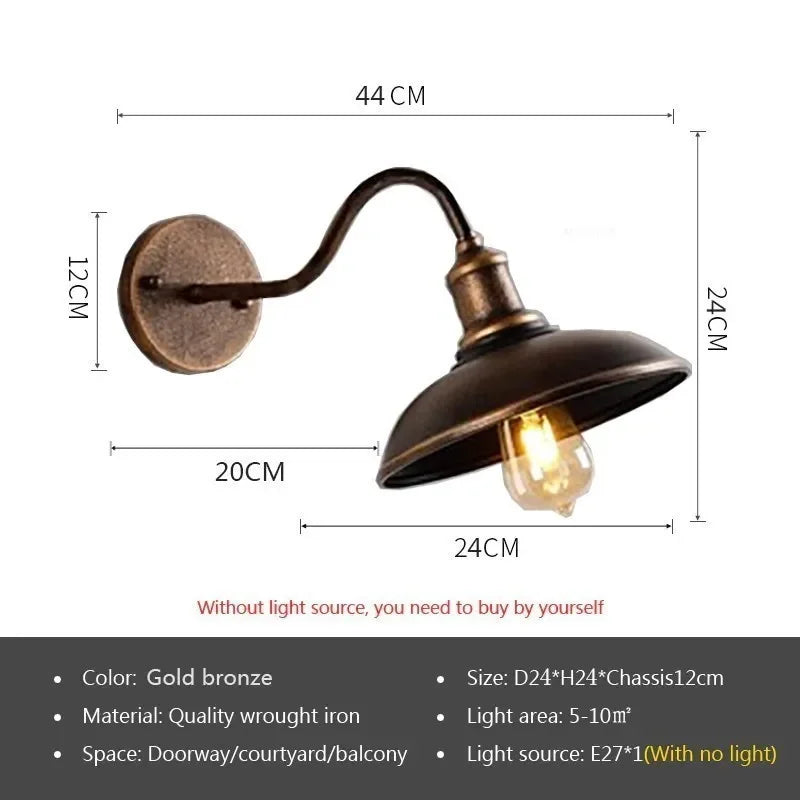 Retro Waterproof LED Wall Lamp Outdoor Courtyard Villa Garden Balcony Corridor Entrance Door E27 Decorative Lighting Fixture