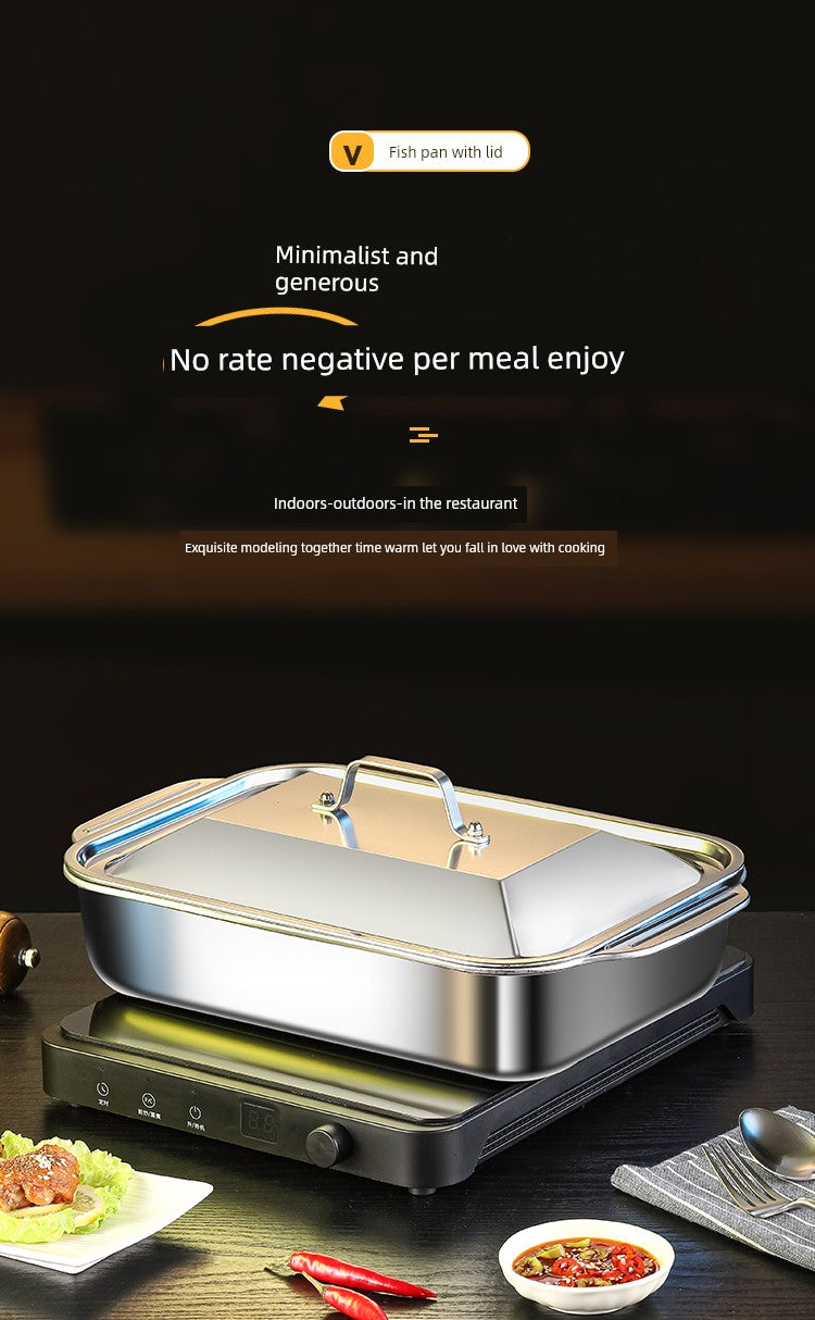 Grilled Fish Dish Extra Thick Oven Binaural Rectangular Stainless Steel Julia M LifeStyles