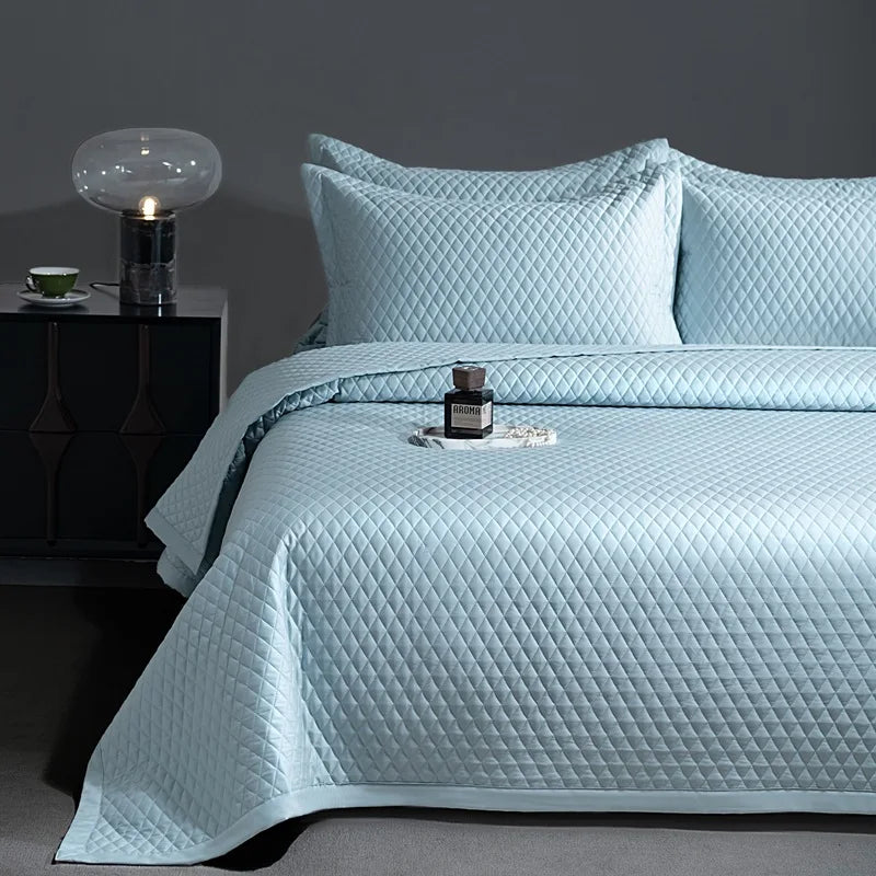 CHAUSUB Luxury Pima Cotton Quilt Set 3PCS King Queen Size,Silky Cooling Bedspread & Coverlet,Summer Lightweight Comforter