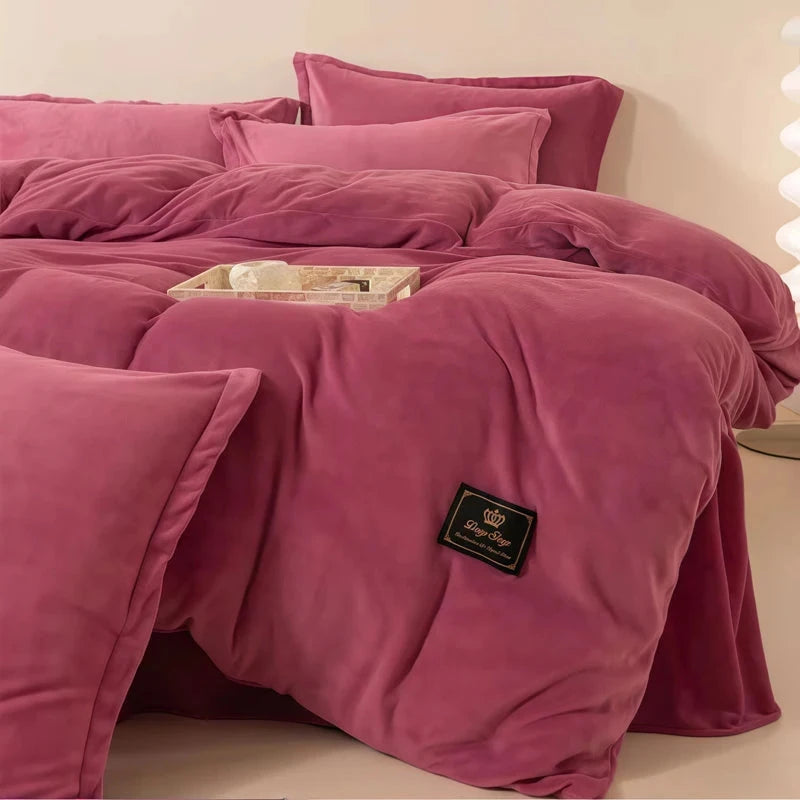 Luxury Solid Color Flannel Duvet Cover Set, 220x240 cm Julia M LifeStyles