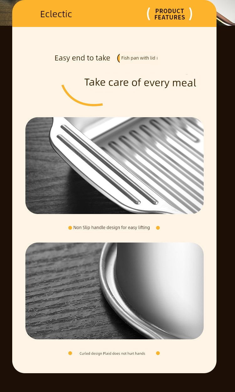 Grilled Fish Dish Extra Thick Oven Binaural Rectangular Stainless Steel Julia M LifeStyles