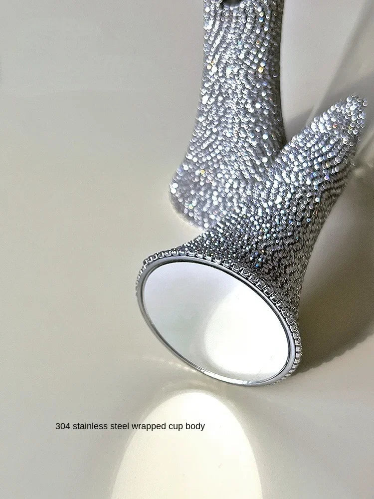 Diamond Women's Champagne mug Set with Diamond Crystal Glass High Leg Wine Cup Drink Cup Gift Wine Glass Beautiful Cups 150ml Julia M Home & Kitchen