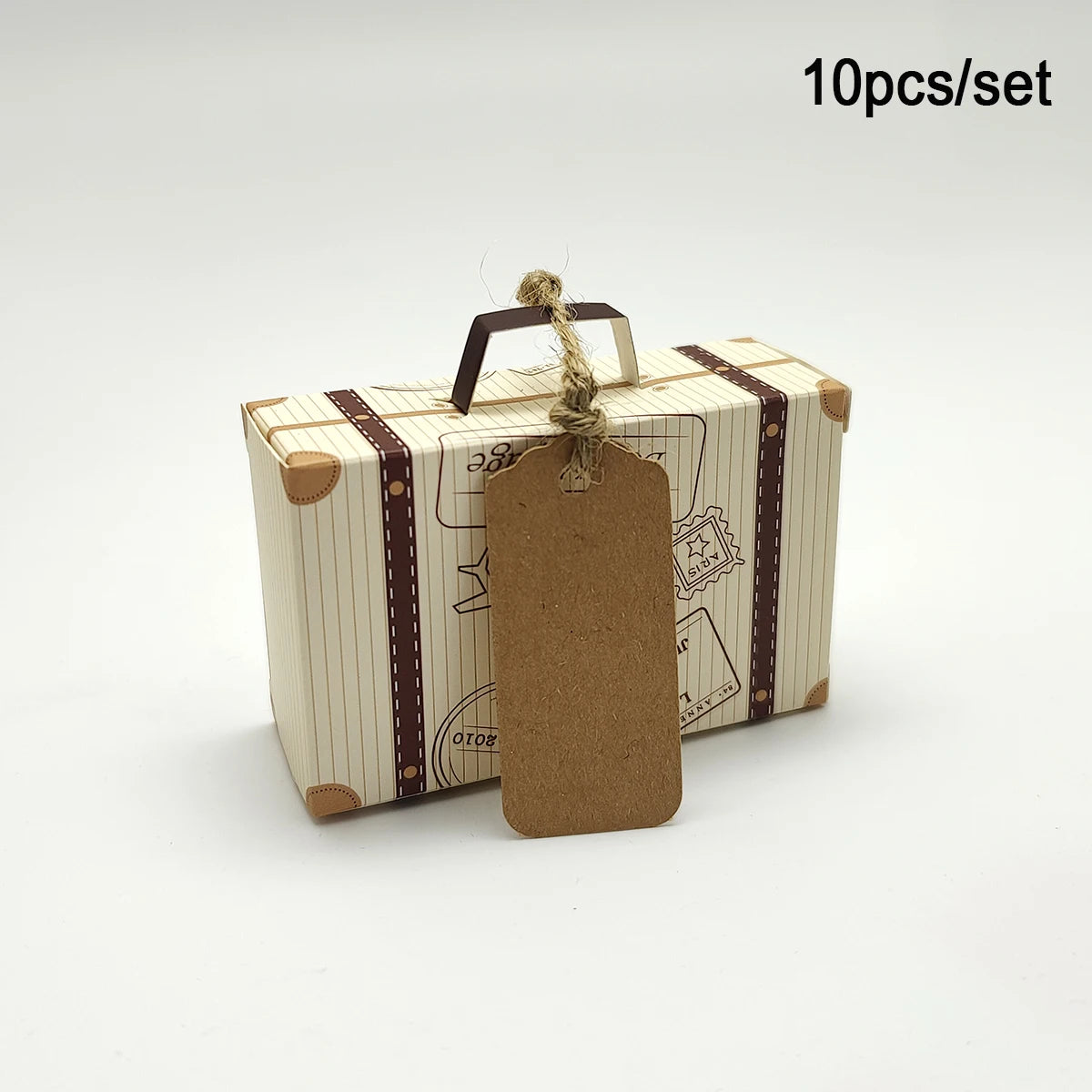 10pcs Luggage with Hemp Rope Tag Packaging Box