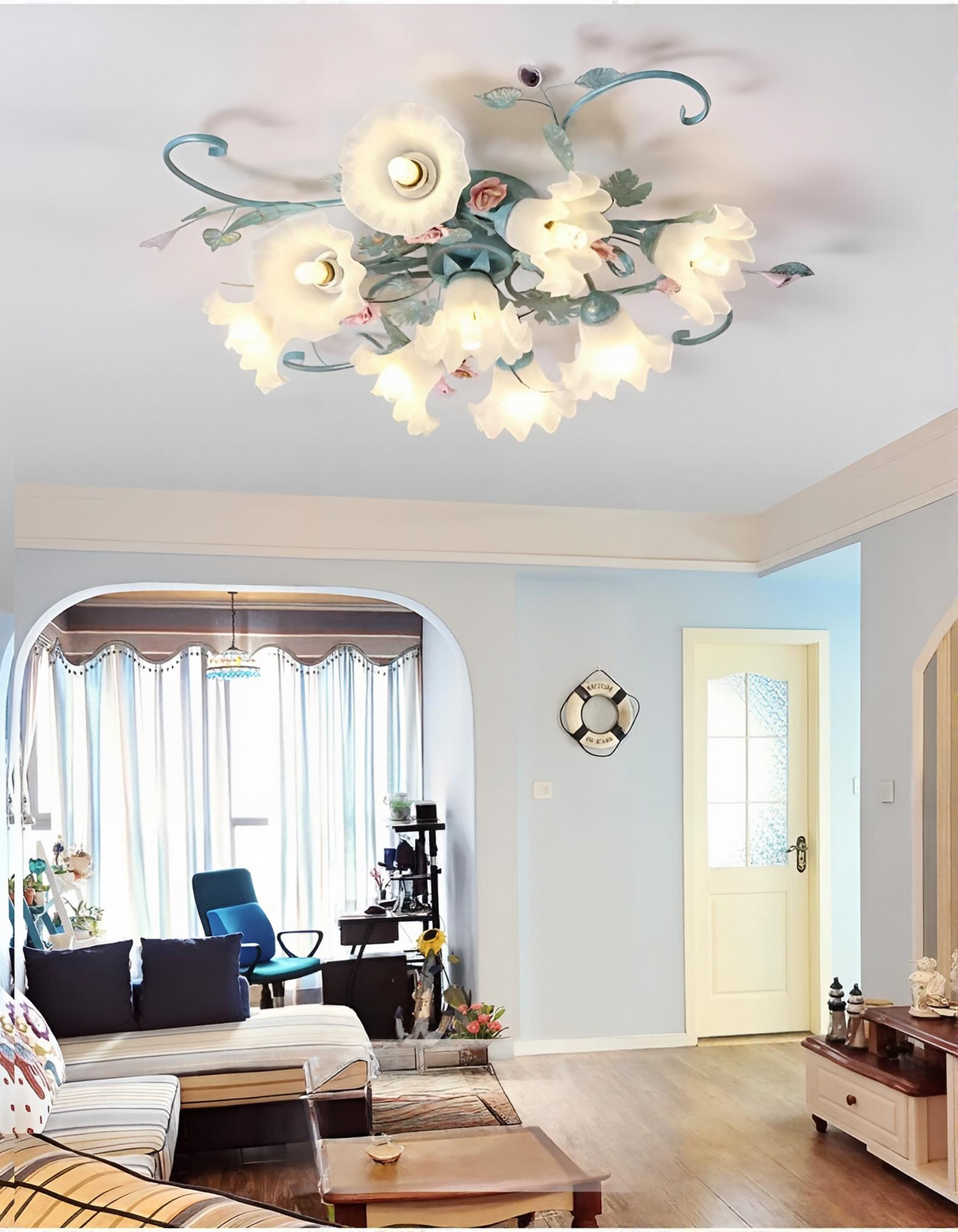 Romantic Rose Flower Ceiling Lamp - Pastoral Style Chandelier