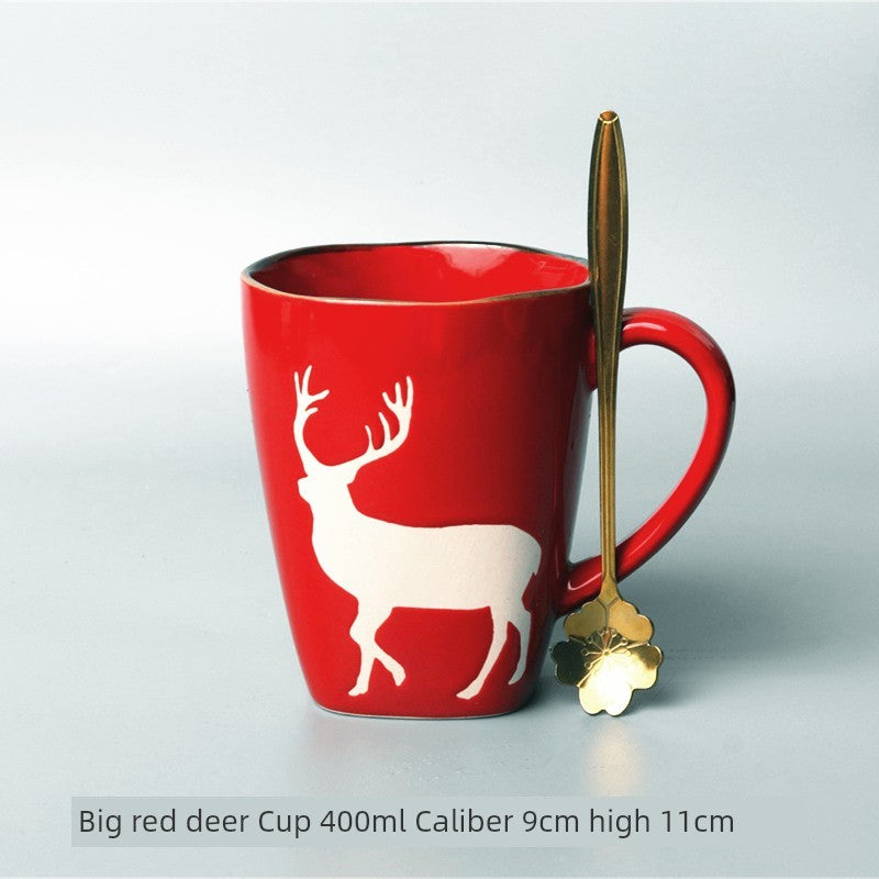 Vintage Floral Hand-Painted Ceramic Water Cup with Spoon Julia M Home & Kitchen