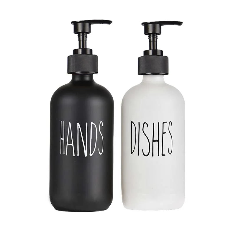 Elegant 500ml Black Dish Soap Dispenser Set with Refillable Pump for Farmhouse Chic Décor Julia M LifeStyles