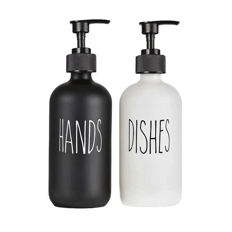 Elegant 500ml Black Dish Soap Dispenser Set with Refillable Pump for Farmhouse Chic Décor Julia M LifeStyles