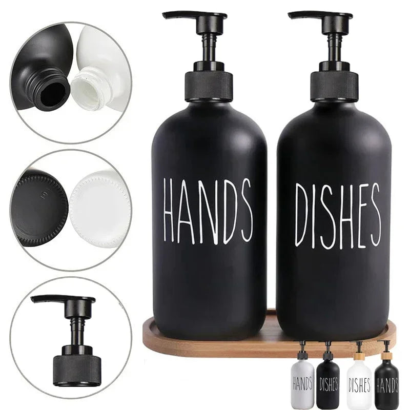 Elegant 500ml Black Dish Soap Dispenser Set with Refillable Pump for Farmhouse Chic Décor Julia M LifeStyles