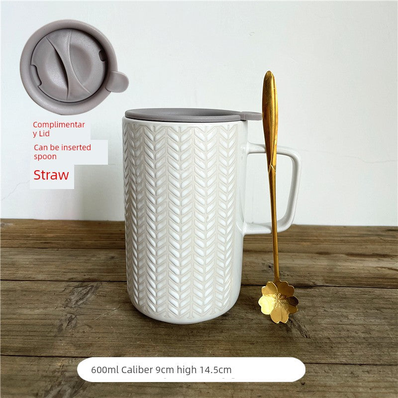 Vintage Floral Hand-Painted Ceramic Water Cup with Spoon Julia M Home & Kitchen