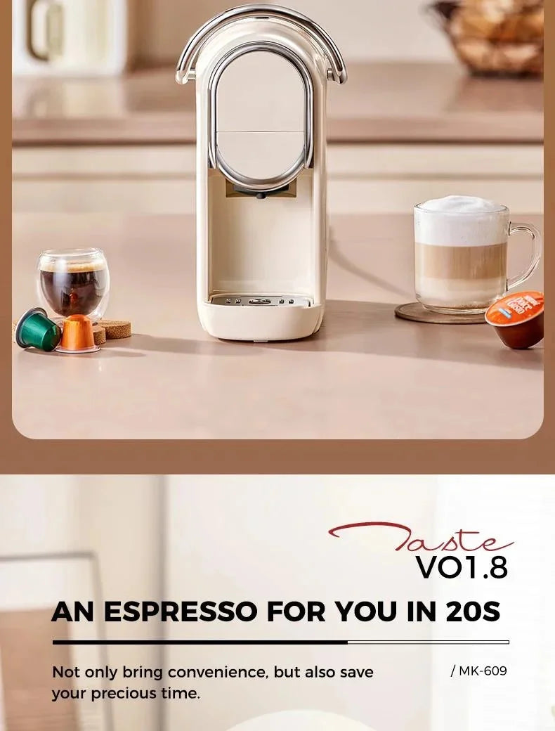 Compact 3in1 Nespresso Capsule Espresso Maker - Fully Automatic 220V 19Bar Julia M LifeStyles