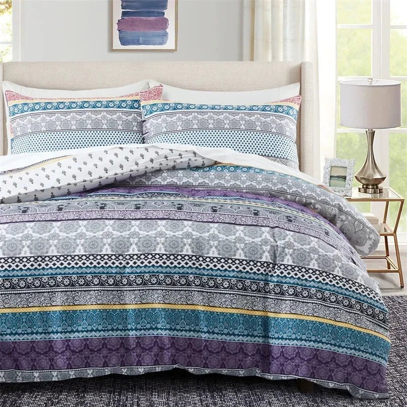 Bohemian Paisley Floral Reversible Duvet Cover Set for Twin Beds Julia M LifeStyles