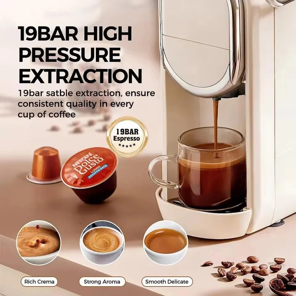 Compact 3in1 Nespresso Capsule Espresso Maker - Fully Automatic 220V 19Bar Julia M LifeStyles