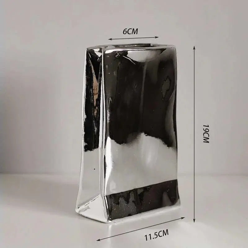 Silver plating Ceramic Vase Nordic home decoration Flower shape Vases for flowers Living room TV cabinet table decor florero - Julia M LifeStyles