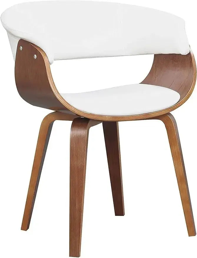 Snowy White Mid Century Modern Curved Dining Chair with Padded Seat - Julia M LifeStyles