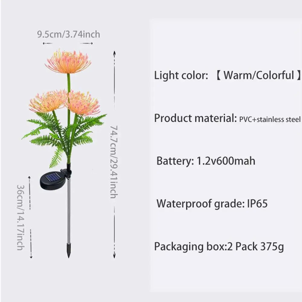 Solar Flower Lights: 2-Pack Outdoor Waterproof LED Garden Decor - Julia M LifeStyles