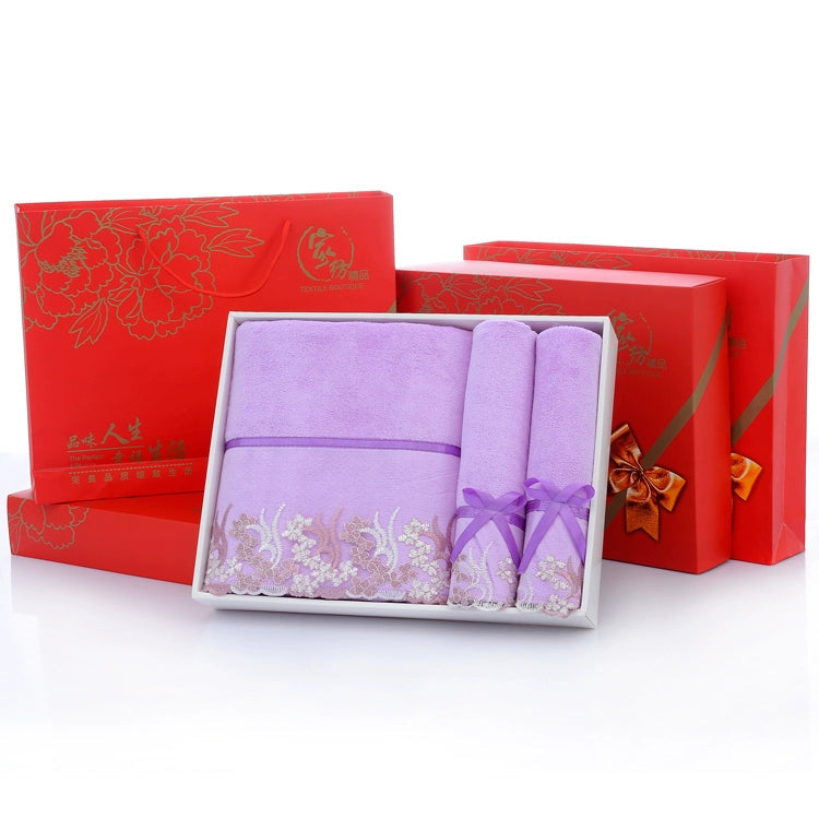 Microfiber Bath Towel Three-Piece Towel Gift Box Wedding Favors Business Gift Absorbent Embroidered Julia M Home & Kitchen